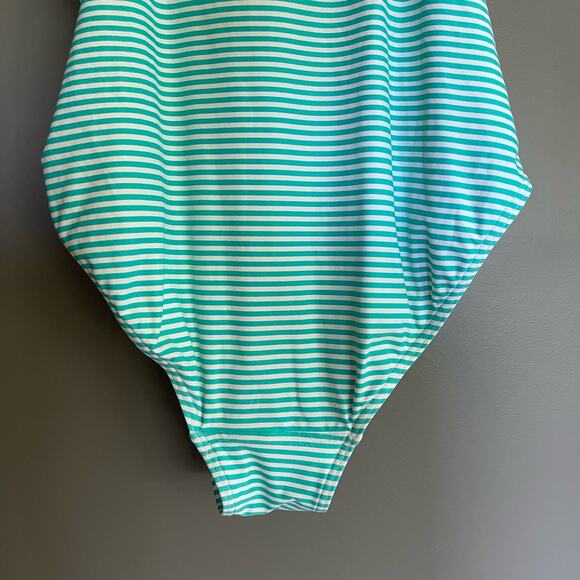 Bond-Eye Australia Turquoise Striped Twist Front‎ One Piece Swimsuit Size 8 Teal - Picture 14 of 16